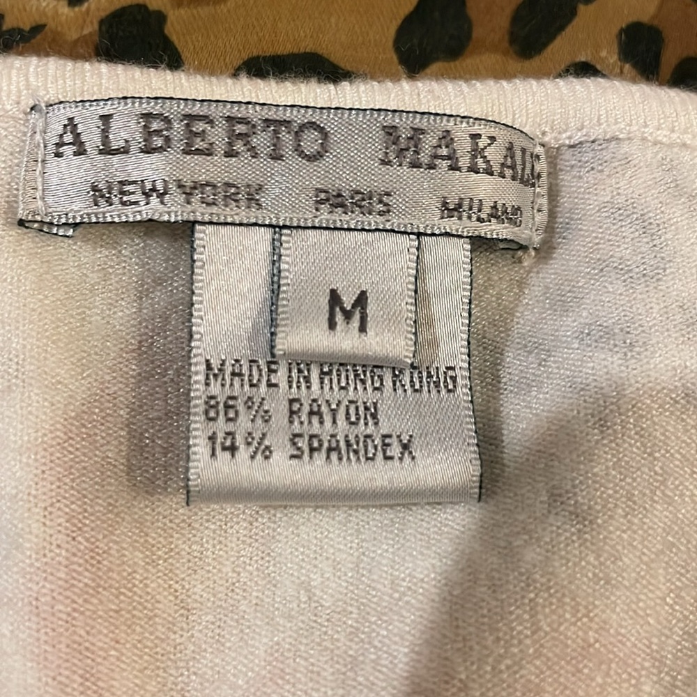 Alberto Makali White V-Neck Animal Print & Floral Embellished Sweater - Picture 8 of 8
